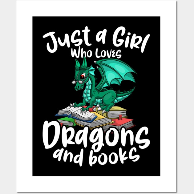 Just A Girl Who Loves Dragons And Books Reading Dragon Wall Art by tabbythesing960